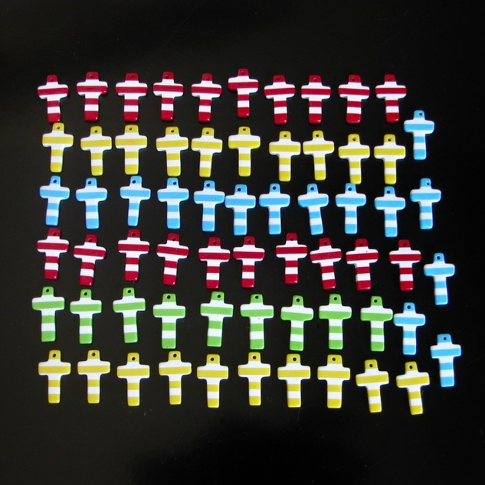 Cross Charms Plastic Acrylic Striped Pendants